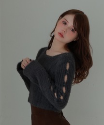 open sleeve Bellezza shaggy tops /オープンスリーブベレッツァシャギートップス