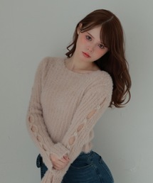 open sleeve Bellezza shaggy tops /オープンスリーブベレッツァシャギートップス