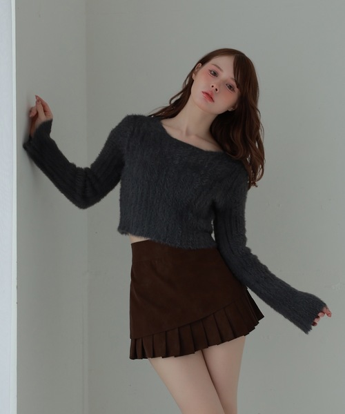 M DOLLY(エムドリー)の「open sleeve Bellezza shaggy tops /オープンスリーブベレッツァシャギートップス(ニット/セーター・レディース・グレー/ピンク/ブラック・FREE)」の15枚目の写真