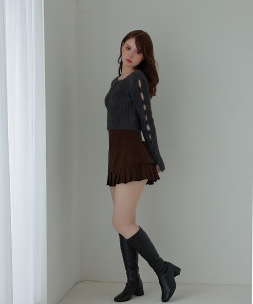 M DOLLY(エムドリー)の「open sleeve Bellezza shaggy tops /オープンスリーブベレッツァシャギートップス(ニット/セーター・レディース・グレー/ピンク/ブラック・FREE)」の17枚目の写真