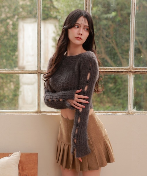 M DOLLY(エムドリー)の「open sleeve Bellezza shaggy tops /オープンスリーブベレッツァシャギートップス(ニット/セーター・レディース・グレー/ピンク/ブラック・FREE)」の19枚目の写真