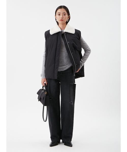 Mila Owen(ミラオーウェン)の「カットアウトダメージセミワイドデニム(デニムパンツ・レディース・ブラック/ライトブルー・0/1/00)」の13枚目の写真