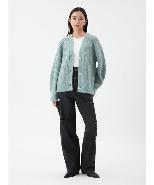 Mila Owen(ミラオーウェン)の「カットアウトダメージセミワイドデニム(デニムパンツ・レディース・ブラック/ライトブルー・0/1/00)」の14枚目の写真