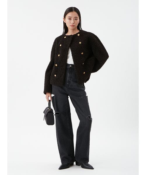 Mila Owen(ミラオーウェン)の「カットアウトダメージセミワイドデニム(デニムパンツ・レディース・ブラック/ライトブルー・0/1/00)」の15枚目の写真