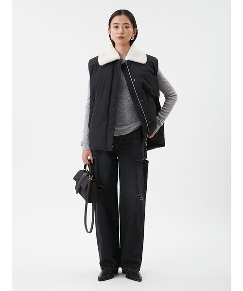 Mila Owen(ミラオーウェン)の「カットアウトダメージセミワイドデニム(デニムパンツ・レディース・ブラック/ライトブルー・0/1/00)」の16枚目の写真