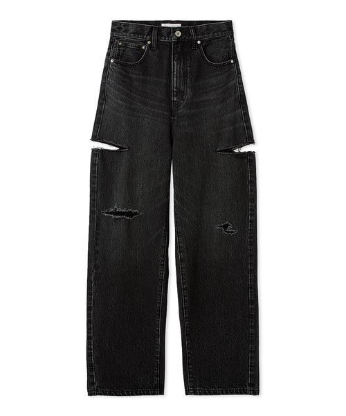 Mila Owen(ミラオーウェン)の「カットアウトダメージセミワイドデニム(デニムパンツ・レディース・ブラック/ライトブルー・0/1/00)」の19枚目の写真