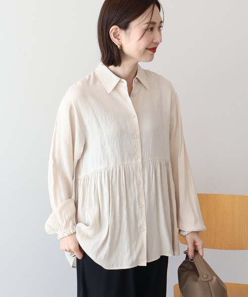 未使用！CHONO アイボリー切り替えティアードブラウス フリーサイズ 未