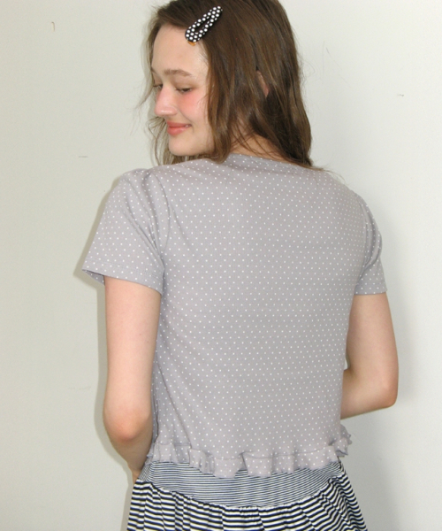 RONRON(ロンロン)の「MINI DOT RIBBON COTTON CARDIGAN GREY(カーディガン/ボレロ・レディース・その他・FREE)」の3枚目の写真
