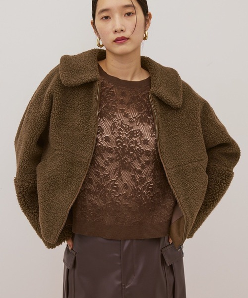 セール】衿付きボアブルゾン（ブルゾン）｜AMERICAN HOLIC（アメリカン