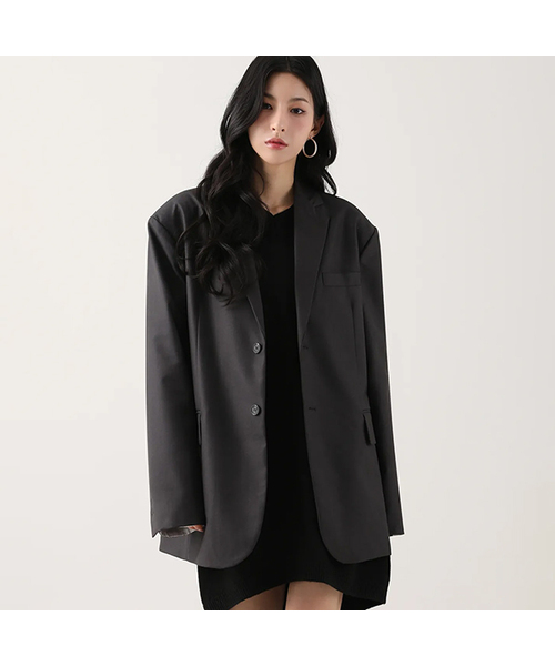 Boyfriend Single Blazer CHARCOAL