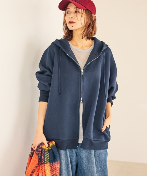 studio CLIP(スタディオクリップ)の「【WEB限定】ゆるZIPBIGフーディー(パーカー・レディース・杢グレー/モカ/ネイビー・FREE)」の3枚目の写真