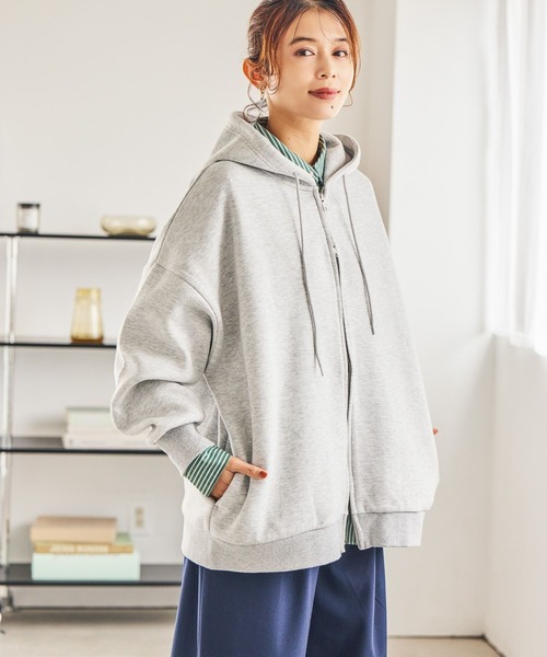 studio CLIP(スタディオクリップ)の「【WEB限定】ゆるZIPBIGフーディー(パーカー・レディース・杢グレー/モカ/ネイビー・FREE)」の5枚目の写真