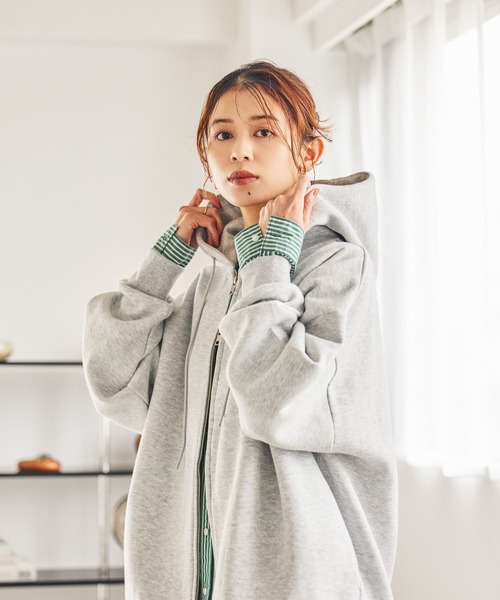 studio CLIP(スタディオクリップ)の「【WEB限定】ゆるZIPBIGフーディー(パーカー・レディース・杢グレー/モカ/ネイビー・FREE)」の6枚目の写真