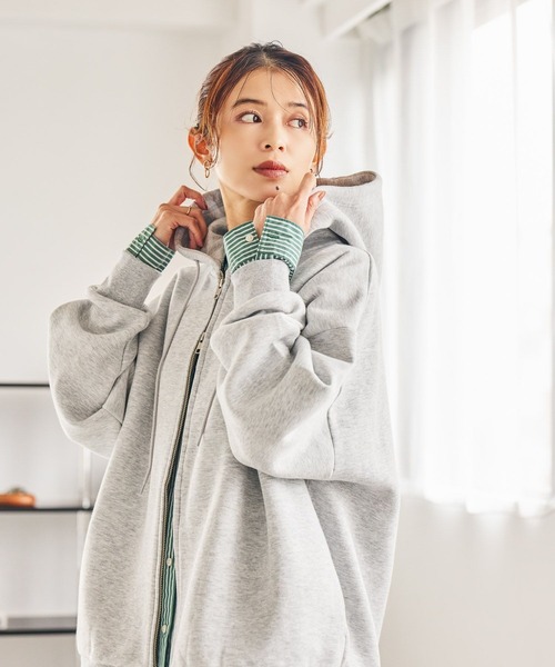 studio CLIP(スタディオクリップ)の「【WEB限定】ゆるZIPBIGフーディー(パーカー・レディース・杢グレー/モカ/ネイビー・FREE)」の7枚目の写真