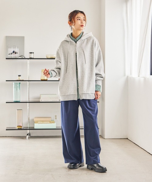 studio CLIP(スタディオクリップ)の「【WEB限定】ゆるZIPBIGフーディー(パーカー・レディース・杢グレー/モカ/ネイビー・FREE)」の9枚目の写真