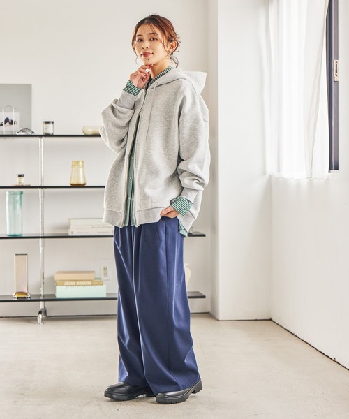 studio CLIP(スタディオクリップ)の「【WEB限定】ゆるZIPBIGフーディー(パーカー・レディース・杢グレー/モカ/ネイビー・FREE)」の10枚目の写真