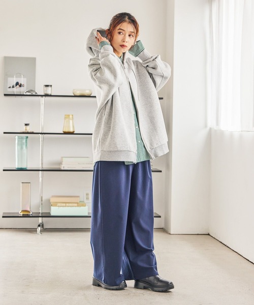 studio CLIP(スタディオクリップ)の「【WEB限定】ゆるZIPBIGフーディー(パーカー・レディース・杢グレー/モカ/ネイビー・FREE)」の11枚目の写真