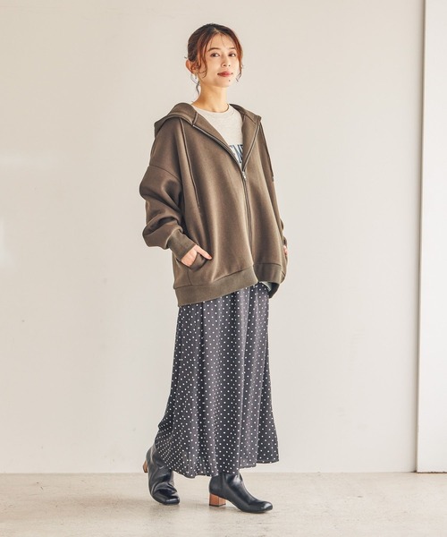 studio CLIP(スタディオクリップ)の「【WEB限定】ゆるZIPBIGフーディー(パーカー・レディース・杢グレー/モカ/ネイビー・FREE)」の15枚目の写真