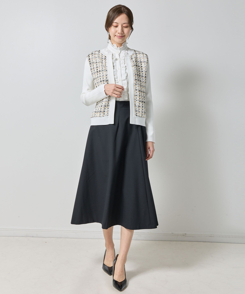 NARACAMICIE（ナラカミーチェ）の「【NARACAMICIE】ラメツィードドッキングクルーカーディガン（カーディガン/ボレロ・レディース・ブラウン/ホワイト/ブラック・M/XL）」の16枚目の写真