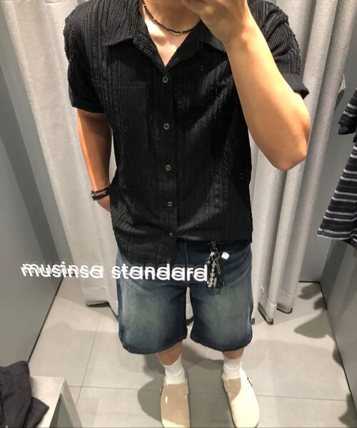 MUSINSA STANDARD（ムシンサスタンダード）の「[クールタンダード] ビッグブラシバミューダデニムパンツ [ディープインディゴ]（デニムパンツ・メンズ・その他・26/38/28/29/30/31/32/33/34/36/40/42/27）」の7枚目の写真
