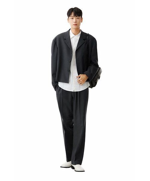 MUSINSA STANDARD（ムシンサスタンダード）の「ワイドヒドゥンバンディングスラックス[グレー]（スラックス・メンズ・その他・27/28/29/34/32/30/31/33/26/40/38/42/36）」の17枚目の写真