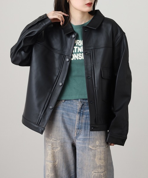 many men many mind（メニーメンメニーマインド）の「MANYMENMANYMINDS ラムレザートラッカージャケット（ライダースジャケット・メンズ・ブラック・M/L/XL）」の15枚目の写真
