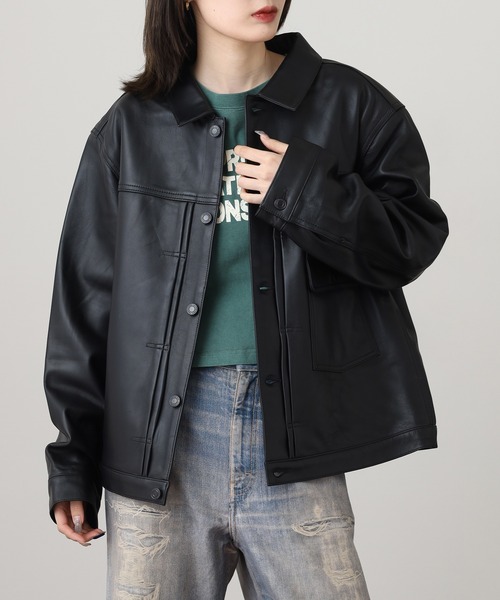 many men many mind（メニーメンメニーマインド）の「MANYMENMANYMINDS ラムレザートラッカージャケット（ライダースジャケット・メンズ・ブラック・M/L/XL）」の17枚目の写真