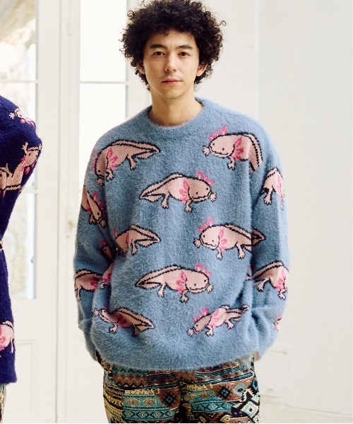 ウーパールーパーシャギー MIX ジャガードニットBIGセーター（ニット