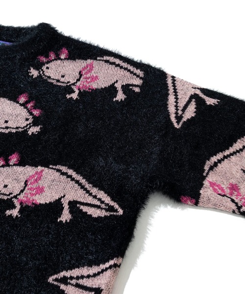 go slow caravan（ゴースローキャラバン）の「ウーパールーパーシャギー MIX ジャガードニットBIGセーター（ニット/セーター・メンズ・ライトブルー/ブラック・MEDIUM/LARGE/X-LARGE）」の4枚目の写真