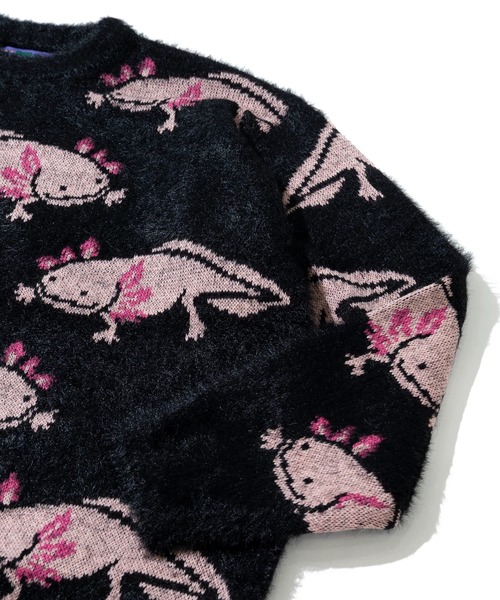 go slow caravan（ゴースローキャラバン）の「ウーパールーパーシャギー MIX ジャガードニットBIGセーター（ニット/セーター・メンズ・ライトブルー/ブラック・MEDIUM/LARGE/X-LARGE）」の5枚目の写真