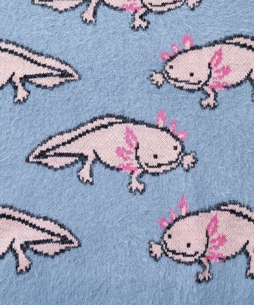 go slow caravan（ゴースローキャラバン）の「ウーパールーパーシャギー MIX ジャガードニットBIGセーター（ニット/セーター・メンズ・ライトブルー/ブラック・MEDIUM/LARGE/X-LARGE）」の13枚目の写真