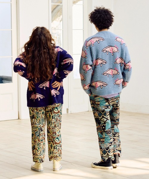 go slow caravan（ゴースローキャラバン）の「ウーパールーパーシャギー MIX ジャガードニットBIGセーター（ニット/セーター・メンズ・ライトブルー/ブラック・MEDIUM/LARGE/X-LARGE）」の18枚目の写真