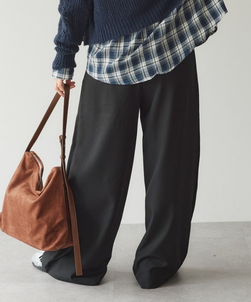 KUREN(クレン)の「紐ベルト付きタックワイドパンツ(その他パンツ・レディース・ブラック/ライトグレー/グレー/チャコールグレー・S/M)」の10枚目の写真