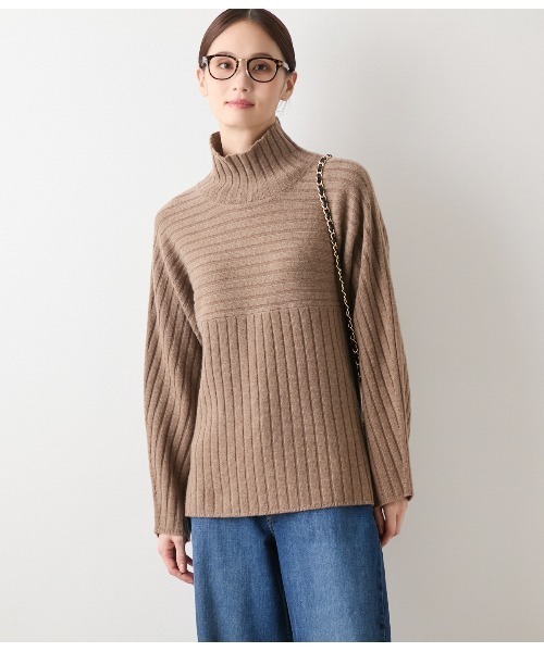 セール】ウールカシミヤ リブハイネックニットプルオーバー（ニット