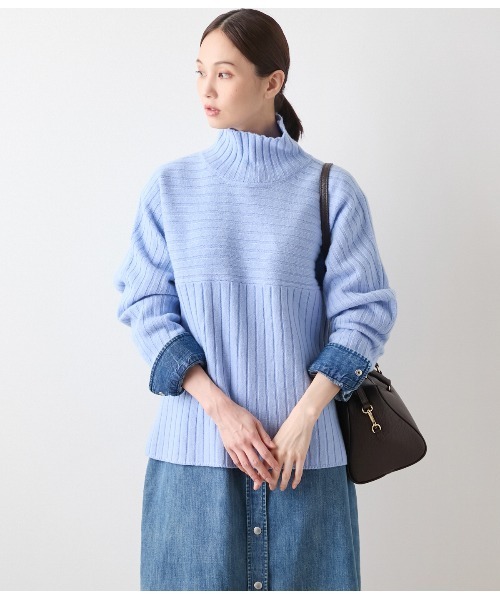 NEWYORKER(ニューヨーカー)の「ウールカシミヤ リブハイネックニットプルオーバー(ニット/セーター・レディース・イエロー/ブラウン/グリーン/サックスブルー・M/L)」の3枚目の写真