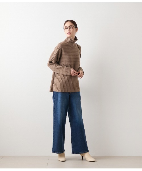 NEWYORKER(ニューヨーカー)の「ウールカシミヤ リブハイネックニットプルオーバー(ニット/セーター・レディース・イエロー/ブラウン/グリーン/サックスブルー・M/L)」の9枚目の写真