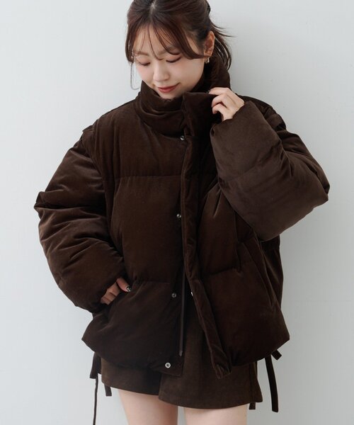 【レア】CREAM SODA ベロア生地 ブルゾン WEB先行/袖取り外し可】ベロアパディングブルゾン（ブルゾン