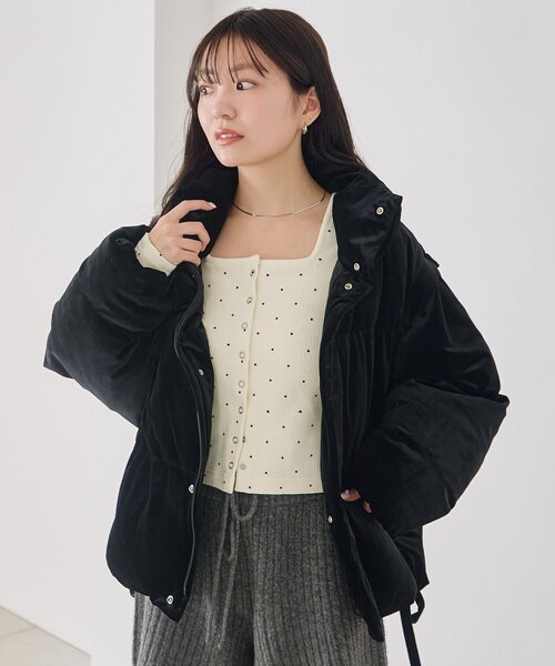 Kastane(カスタネ)の「【袖取り外し可/2WAY】ベロアパディングブルゾン(ブルゾン・レディース・ブラウン/ブラック/ブルー・FREE)」の7枚目の写真