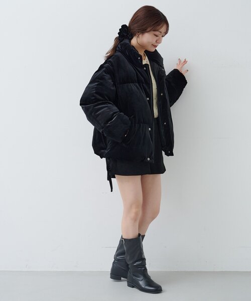 セール】【袖取り外し可/2WAY】ベロアパディングブルゾン（ブルゾン