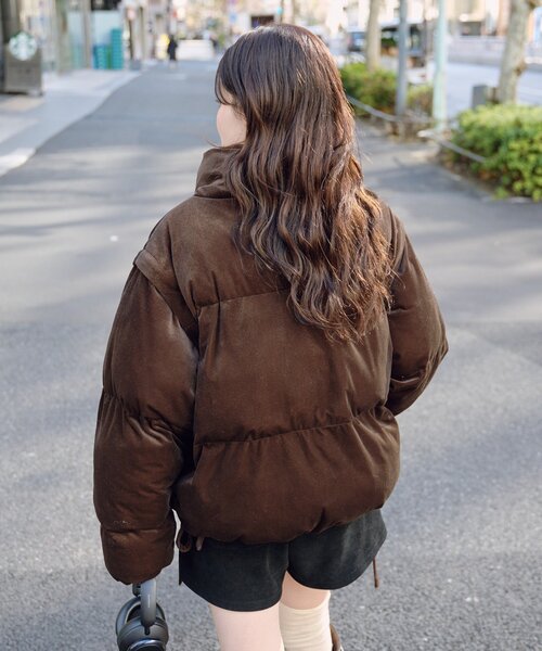 セール】【袖取り外し可/2WAY】ベロアパディングブルゾン（ブルゾン