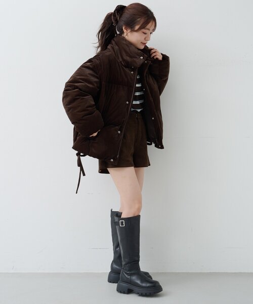 セール】【袖取り外し可/2WAY】ベロアパディングブルゾン（ブルゾン