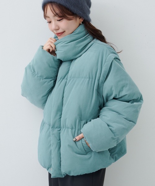 Kastane(カスタネ)の「【袖取り外し可/2WAY】ベロアパディングブルゾン(ブルゾン・レディース・ブラウン/ブラック/ブルー・FREE)」の3枚目の写真