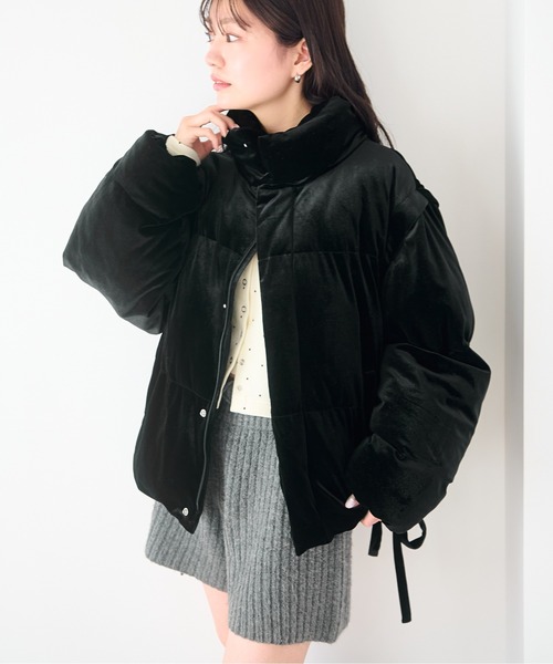 Kastane(カスタネ)の「【袖取り外し可/2WAY】ベロアパディングブルゾン(ブルゾン・レディース・ブラウン/ブラック/ブルー・FREE)」の4枚目の写真