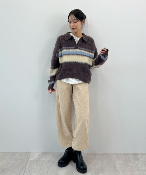 Futier land(フューティアランド)の「裾ドロストカーブスウェットパンツ(スウェットパンツ・レディース・オートミール/アイボリー/ブラック/グレー・MEDIUM)」の7枚目の写真