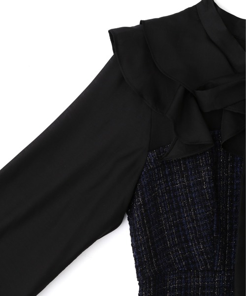 JILL by JILL STUART(ジルバイジルスチュアート)の「◇ ブラウスドッキングツィードワンピース(ワンピース・レディース・ネイビー/ホワイト・SMALL/MEDIUM)」の9枚目の写真