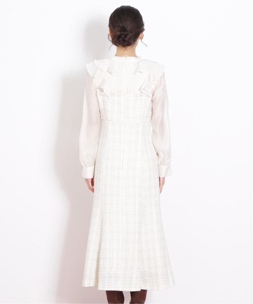 JILL by JILL STUART(ジルバイジルスチュアート)の「◇ ブラウスドッキングツィードワンピース(ワンピース・レディース・ネイビー/ホワイト・SMALL/MEDIUM)」の3枚目の写真