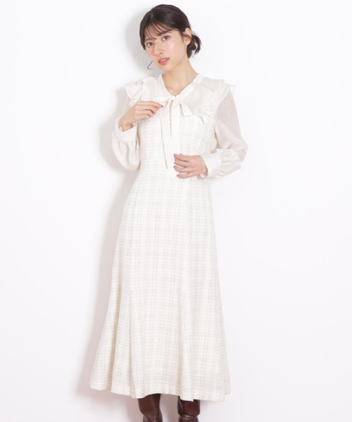 JILL by JILL STUART(ジルバイジルスチュアート)の「◇ ブラウスドッキングツィードワンピース(ワンピース・レディース・ネイビー/ホワイト・SMALL/MEDIUM)」の18枚目の写真