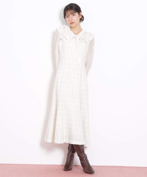 JILL by JILL STUART(ジルバイジルスチュアート)の「◇ ブラウスドッキングツィードワンピース(ワンピース・レディース・ネイビー/ホワイト・SMALL/MEDIUM)」の20枚目の写真