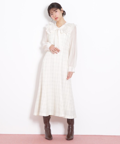 JILL by JILL STUART(ジルバイジルスチュアート)の「◇ ブラウスドッキングツィードワンピース(ワンピース・レディース・ネイビー/ホワイト・SMALL/MEDIUM)」の19枚目の写真