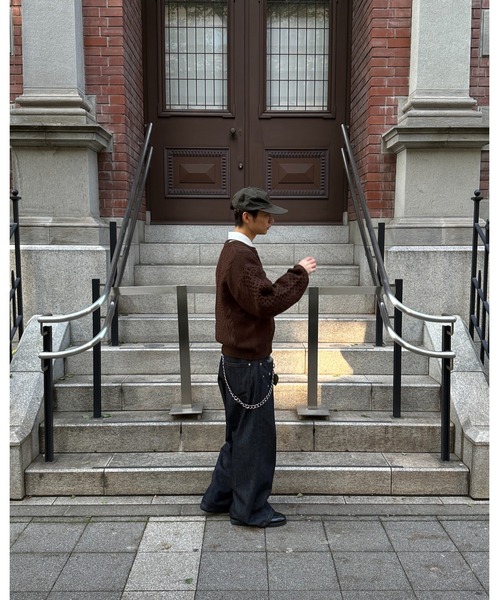 kutir（クティール）の「HENLEY NECK SILVER BUTTON CABLE KNIT／ヘンリーネックシルバーボタンケーブルニット（ニット/セーター・メンズ・ブラック/ベージュ/ブラウン/ボルドー・MEDIUM/LARGE）」の12枚目の写真